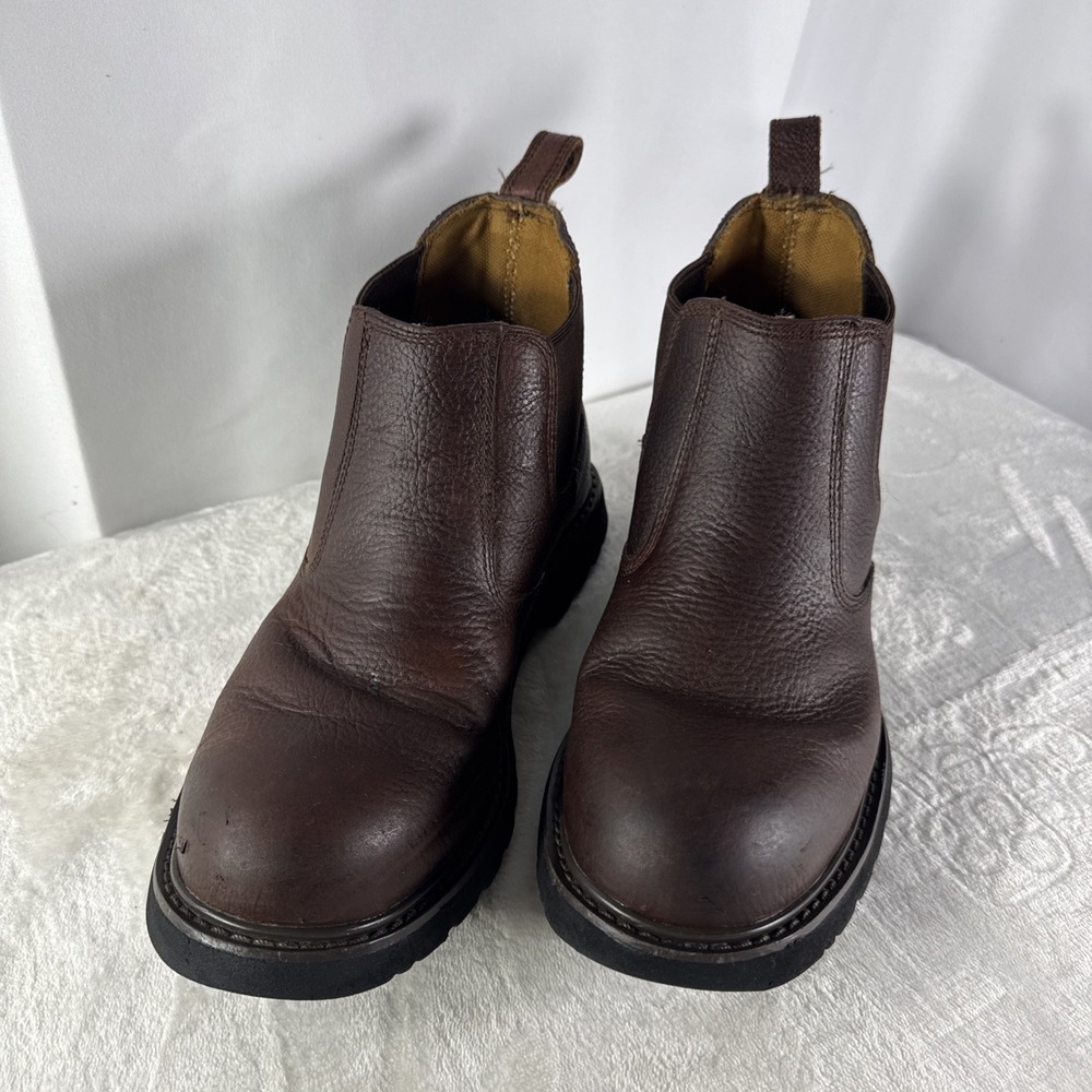 Carhartt Romeo Brown Leather Work Boots Mens 10 Waterproof Chelsea Boots CMS4100